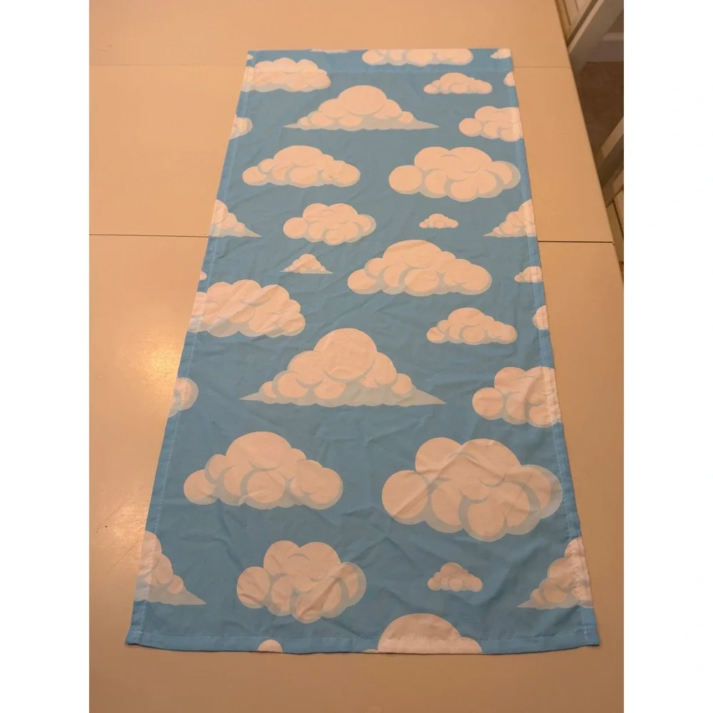 Blue Cloud Print Window curtain Nursery Kids 4 count Toy Story Style 43x21